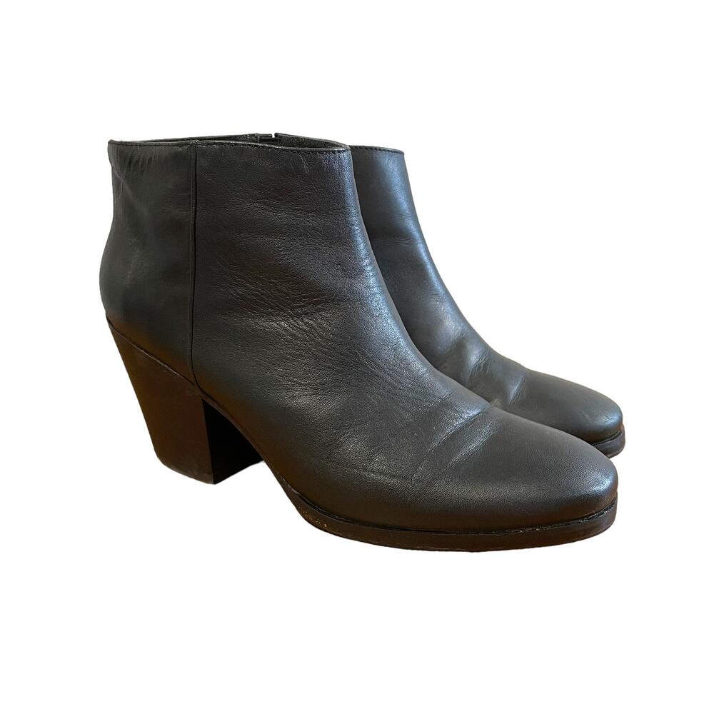 Rachel Comey Size 7 Booties Mars Ankle Boots Leather Black Slip-on Stacked Heel